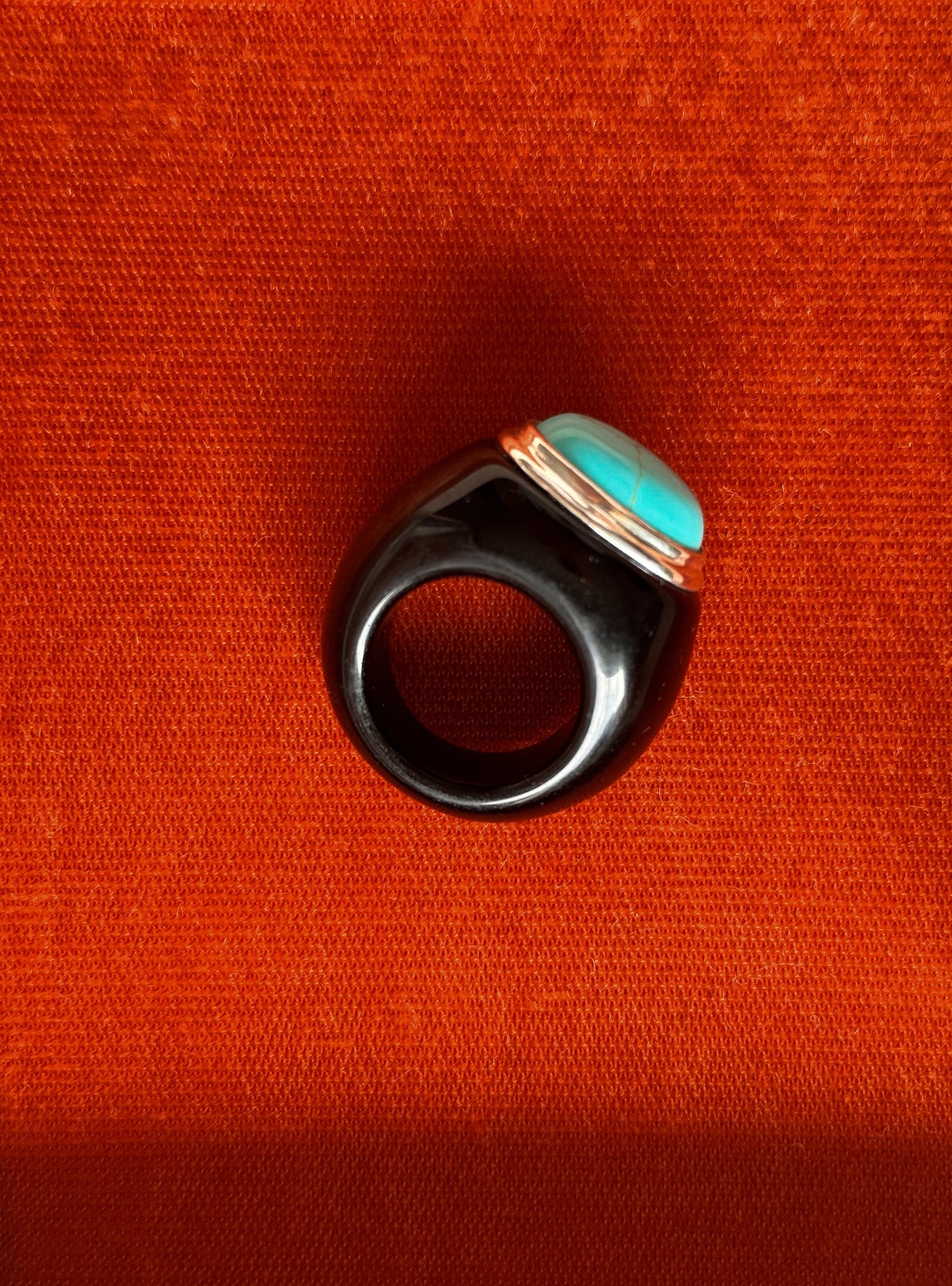 Vintage Carved Onyx & Turquoise Ring